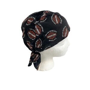Harley Davidson Motorcycle Black Skull Cap Biker Doo Rag Embroidered